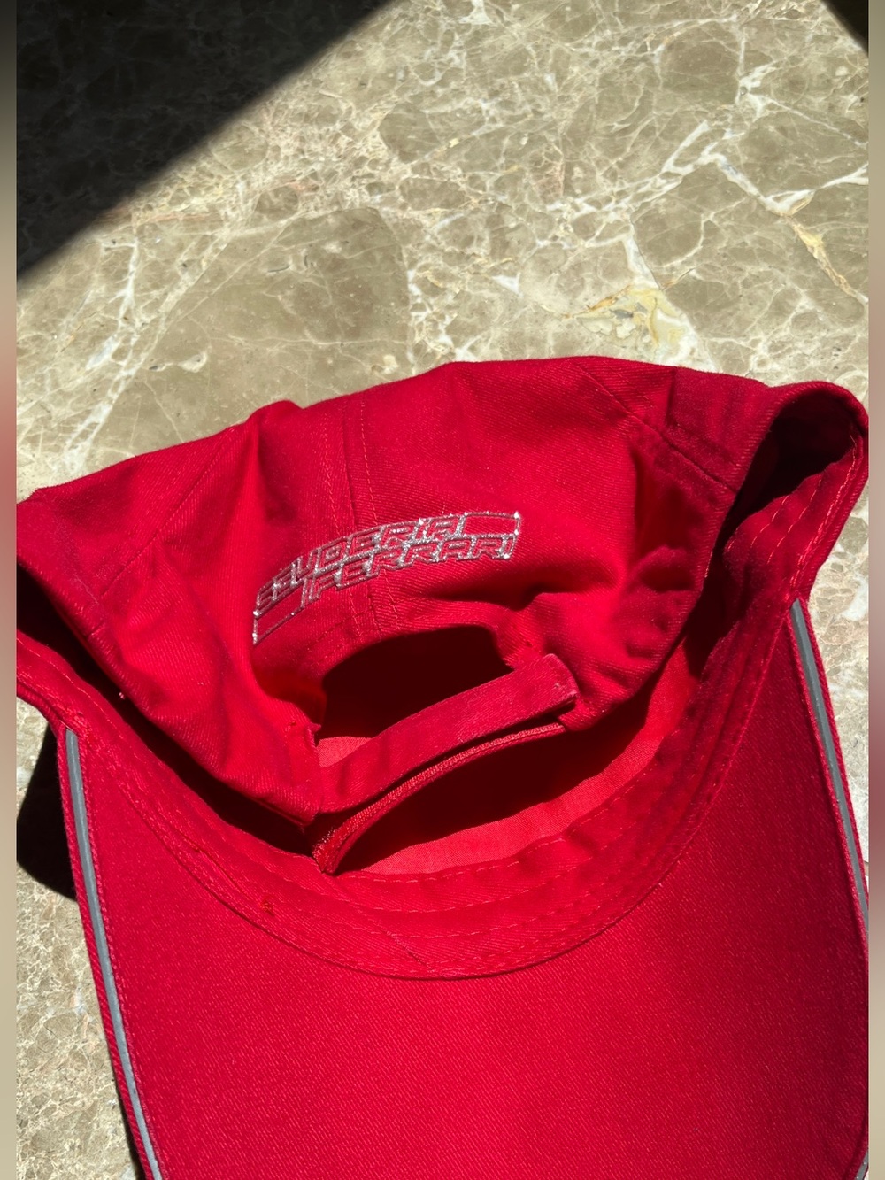 Red Baseball Cap with Silver Embroidered Shield Logo - Picture 7 of 15